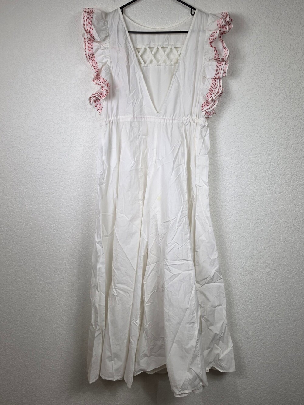 Free People Cotton Wide Leg Ruffle Small Jumpsuit - Picture 2 of 4